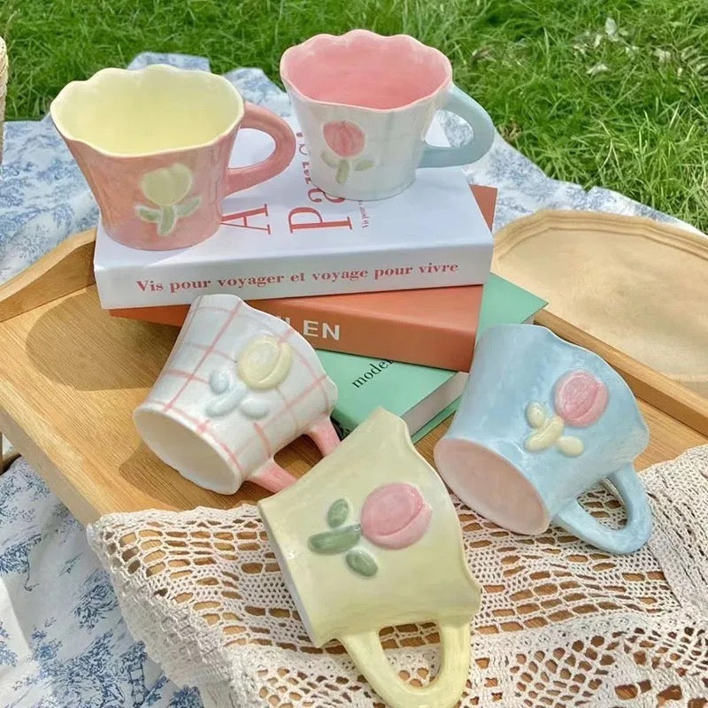 Handpainted Tulip Mugs