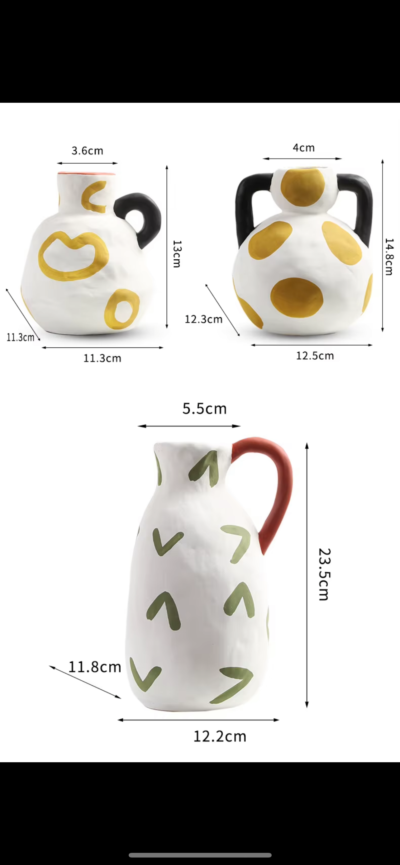 Set of 3 Nordic HandPainted Vases