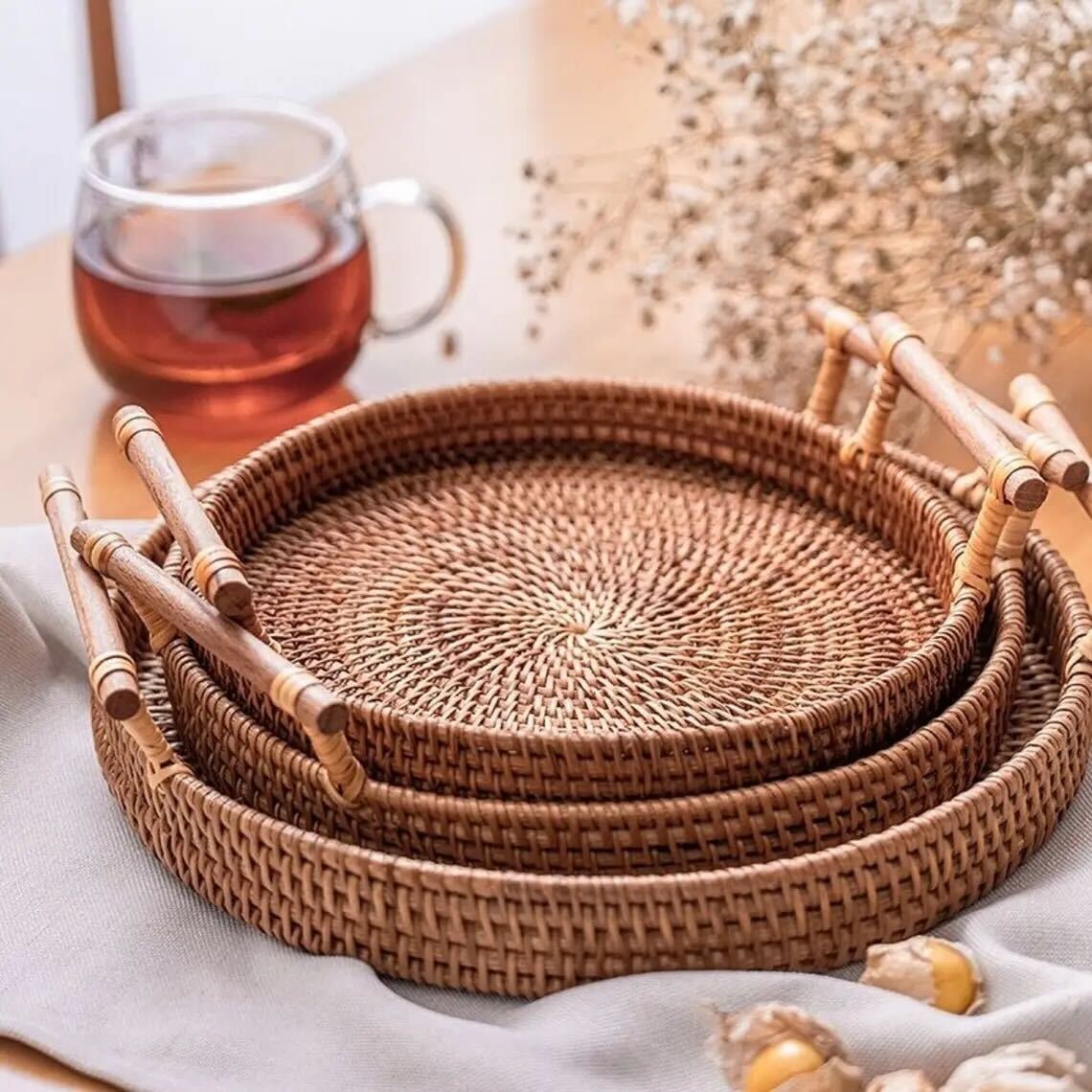 Woven Tray with Handles