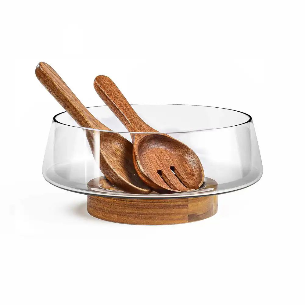 Glass Bowl with Fork & Spoon