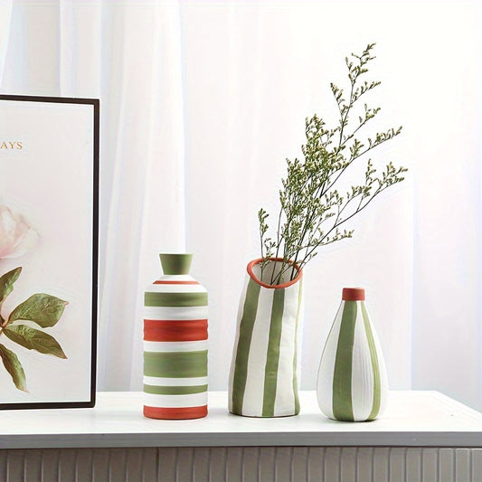 Set of 3 Nordic Handpainted Vases