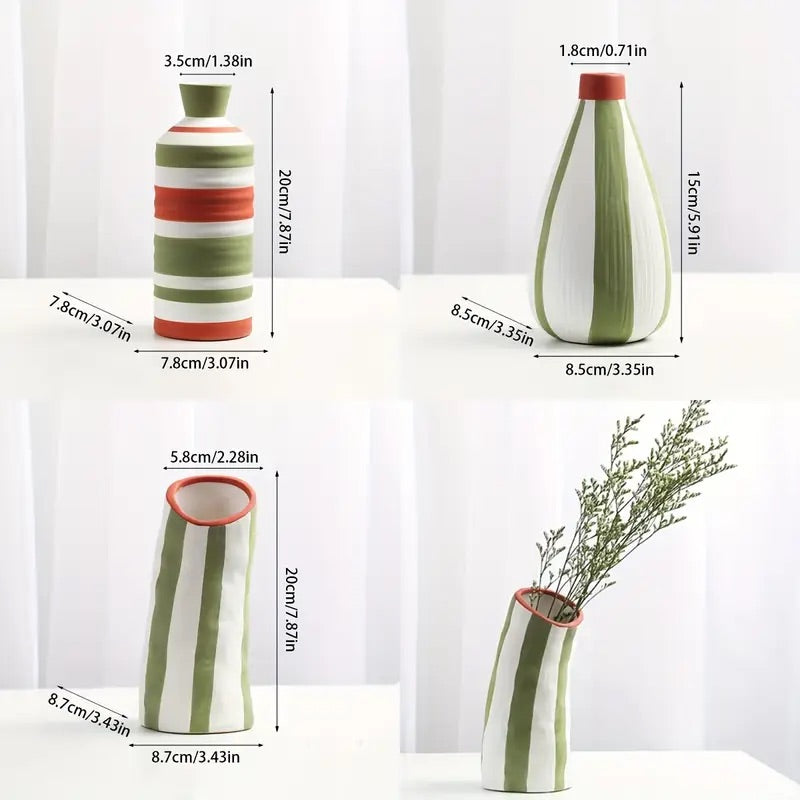 Set of 3 Nordic Handpainted Vases