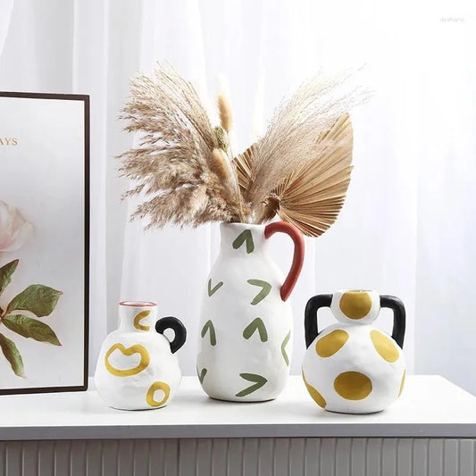 Set of 3 Nordic HandPainted Vases