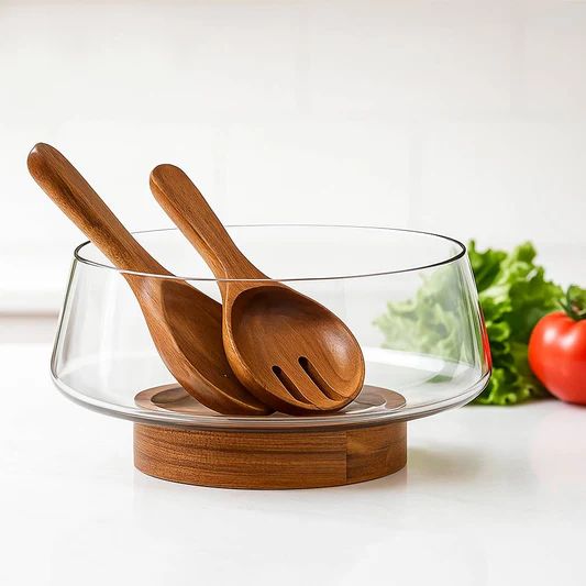 Glass Bowl with Fork & Spoon